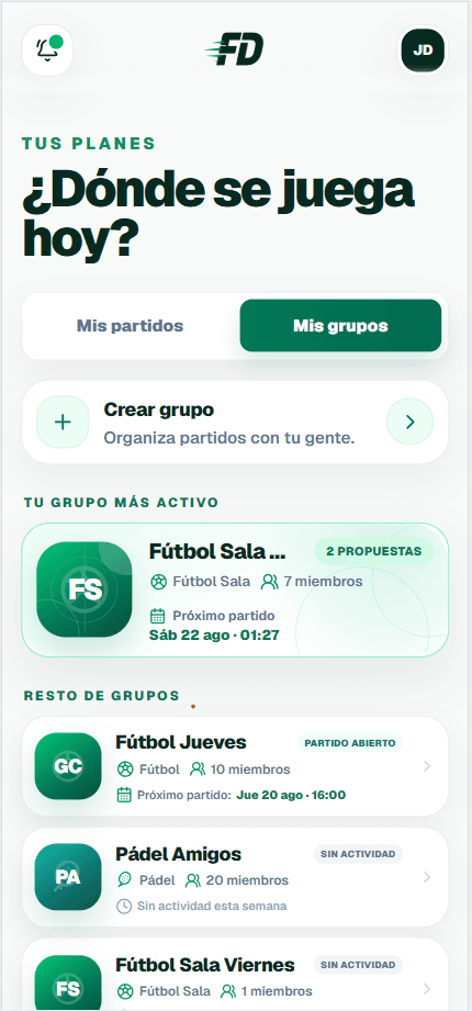 Grupos del usuario en Faltan Dos